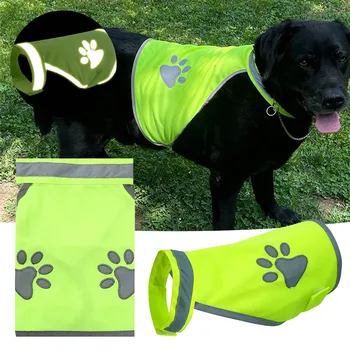 Дрехи за домашни любимци, Облекло за кучета Луминесцентна Зелена Бродерия, отразяваща Жилетка за кучета