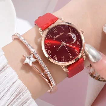 Елегантни минималистичные модни дамски ръчен часовник с циферблат във формата на Луната Луксозни Дамски кварцов часовник Подарък часовник Montre Femme