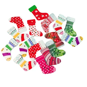Коледни чорапи с 30 мм, копчета с 2 дупки, Дървени копчета, Бебешки дрехи, шевни принадлежности, изделия за scrapbooking, ботоны