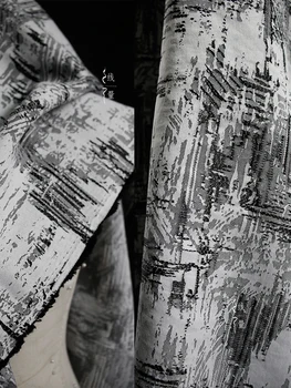 Ретро стил Сива Жаккардовая плат Специална текстура Леки луксозни възглавнички Панталони Облекло Дизайнерски тъкани